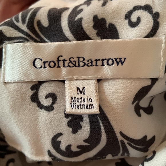 Croft & Barrow riding vest white with gray leaves scroll design size medium - Picture 5 of 6